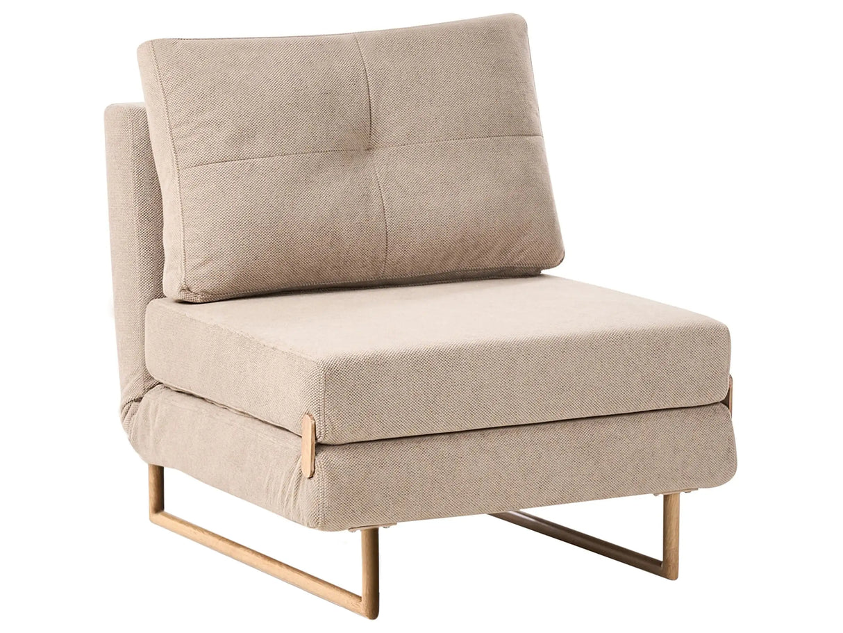 Single Sofa Bed Light Brown Fabric Chair Bed for 1 Person Fold Out Sleeper Armchair Beliani