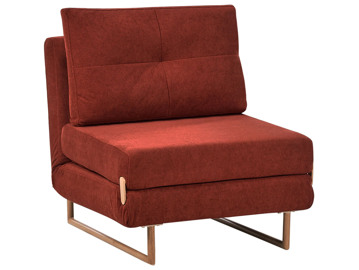 Single Sofa Bed Red Fabric Chair Bed for 1 Person Fold Out Sleeper Armchair Beliani