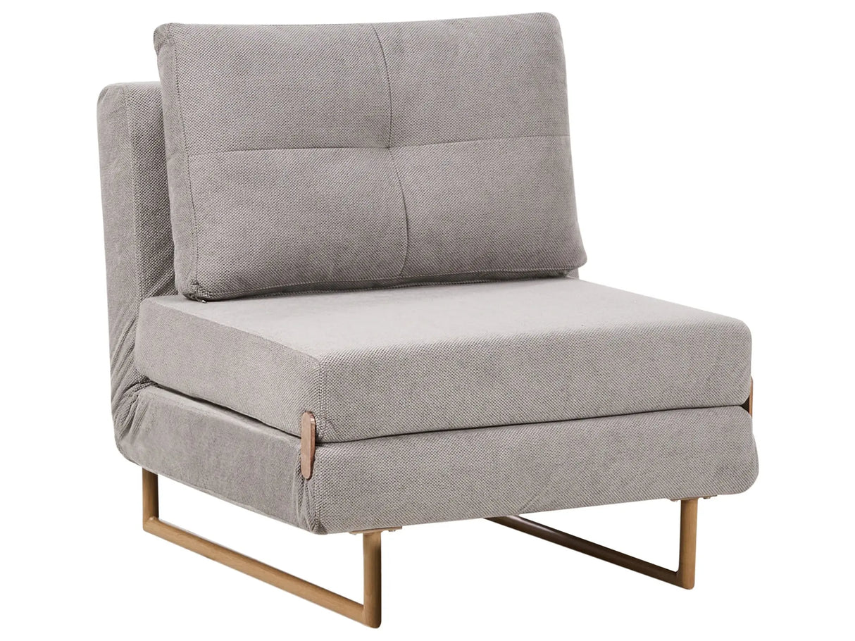 Single Sofa Bed Grey Fabric Chair Bed for 1 Person Fold Out Sleeper Armchair Beliani