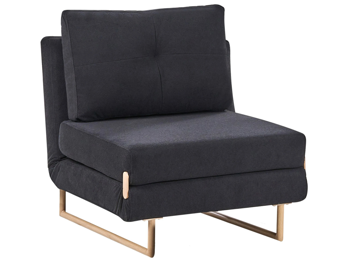 Single Sofa Bed Black Fabric Chair Bed for 1 Person Fold Out Sleeper Armchair Beliani