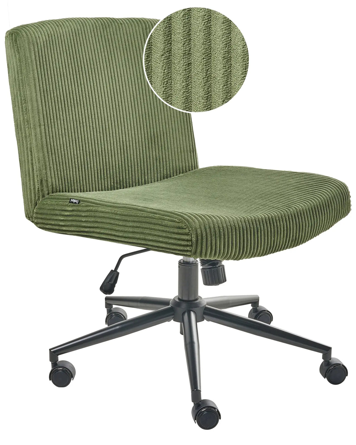 Desk Chair Green Corduroy Upholstery Pneumatic Seat Wide Tilting Swivel Base Home Office Beliani