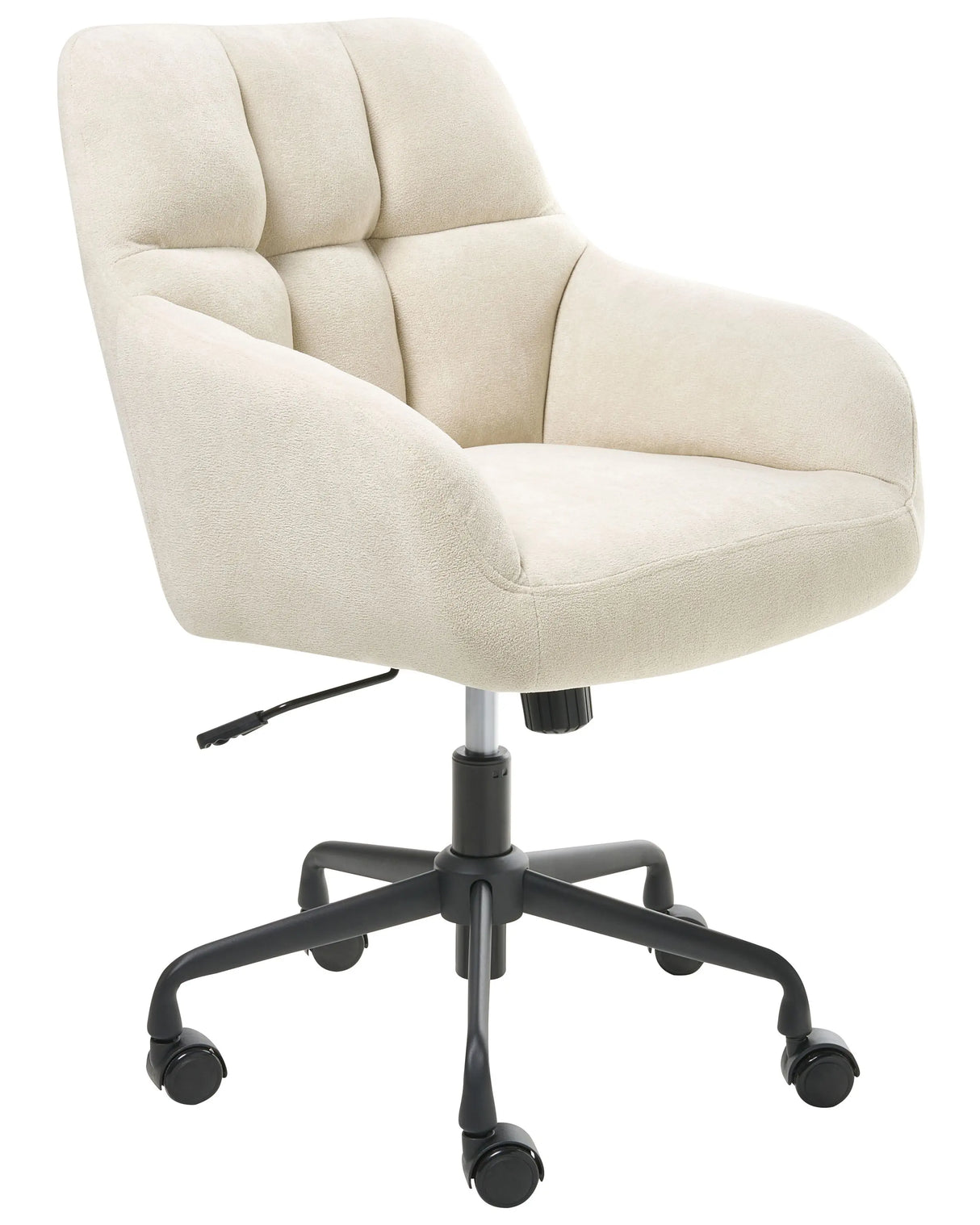 Office Chair Light Beige Velvet Polyester Fabric Black Metal Frame Upholstered Swivel Function Adjustable Office Furniture Beliani