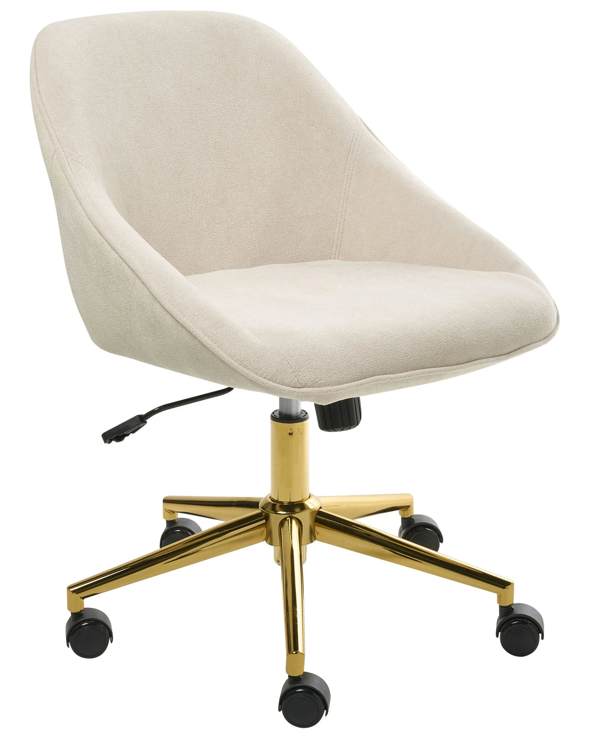 Office Chair Light Beige Velvet Adjustable Swivel Function Metal Legs Stylish Office Furniture Beliani