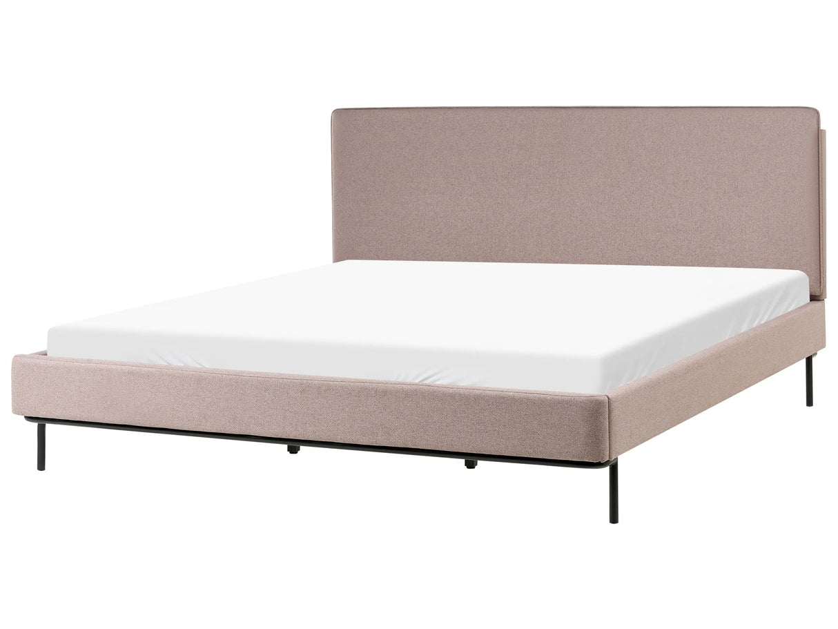 Slatted Bed Frame Taupe Polyester Fabric Upholstered 6ft EU Super King Size Modern Design Beliani