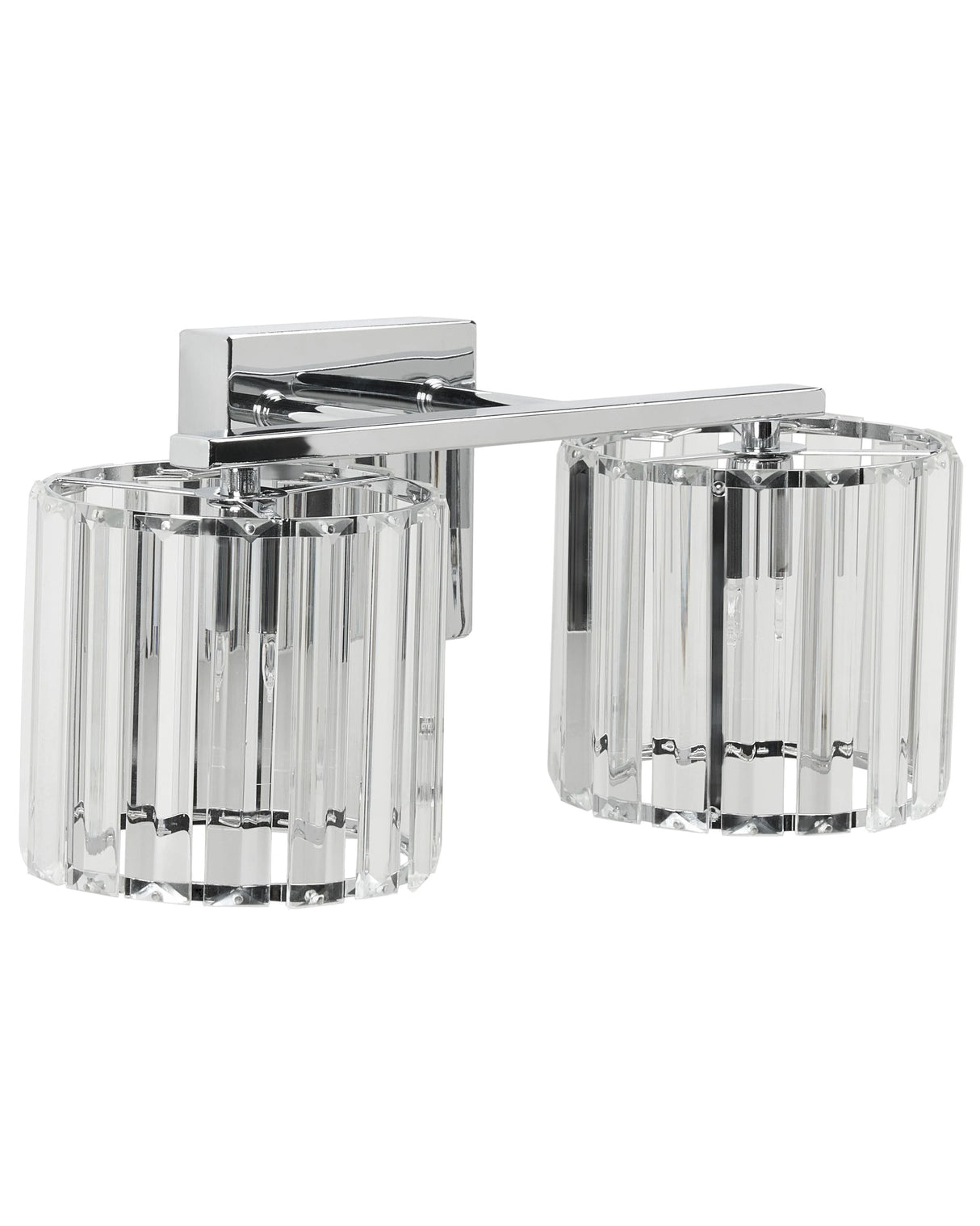 Wall Lamp Silver Metal Base Glass Lampshade Geometric Form Modern Beliani