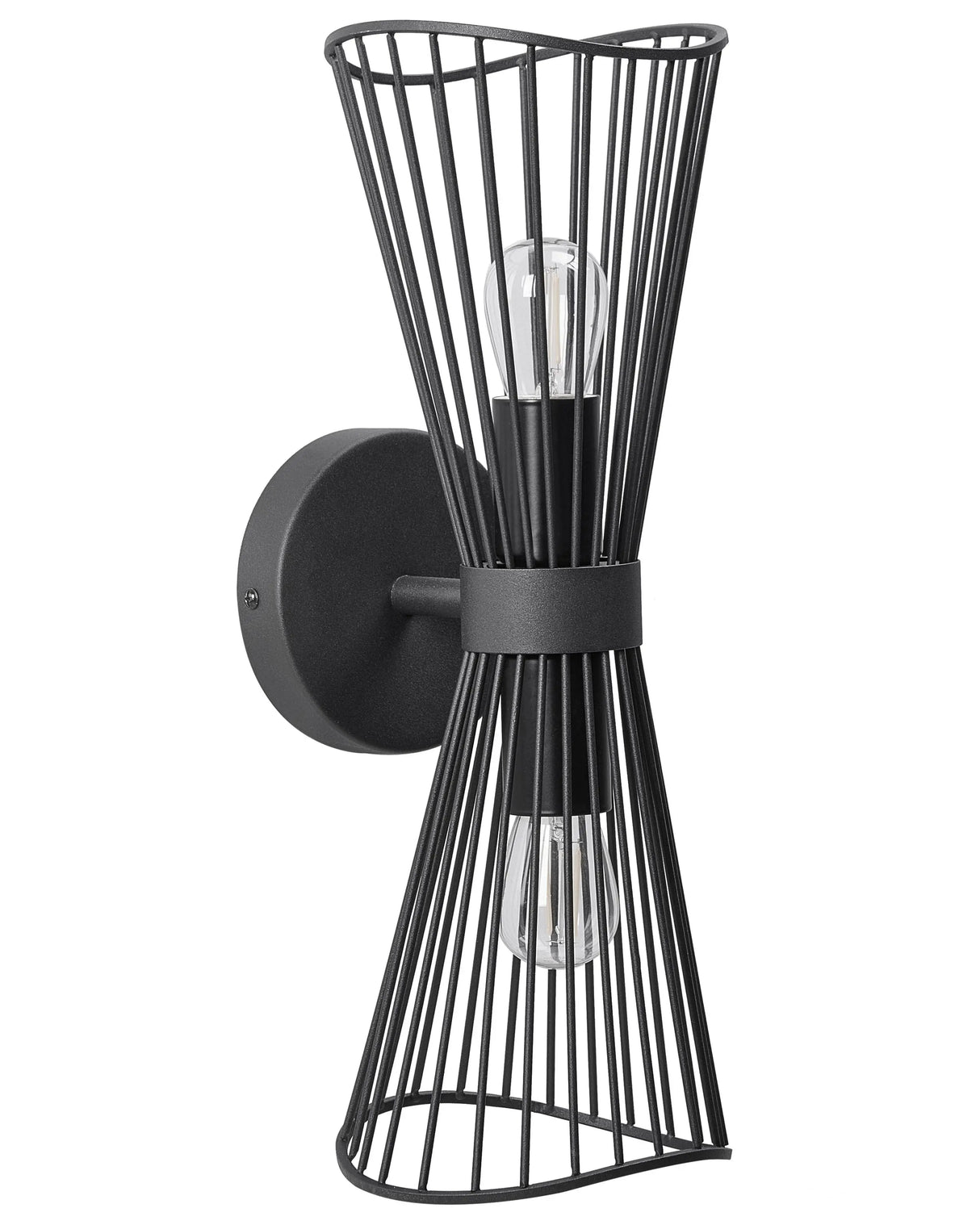 Wall Lamp Black Metal Iron LED Light Double Modern Lighting Living Room Dining Room Bedroom Beliani