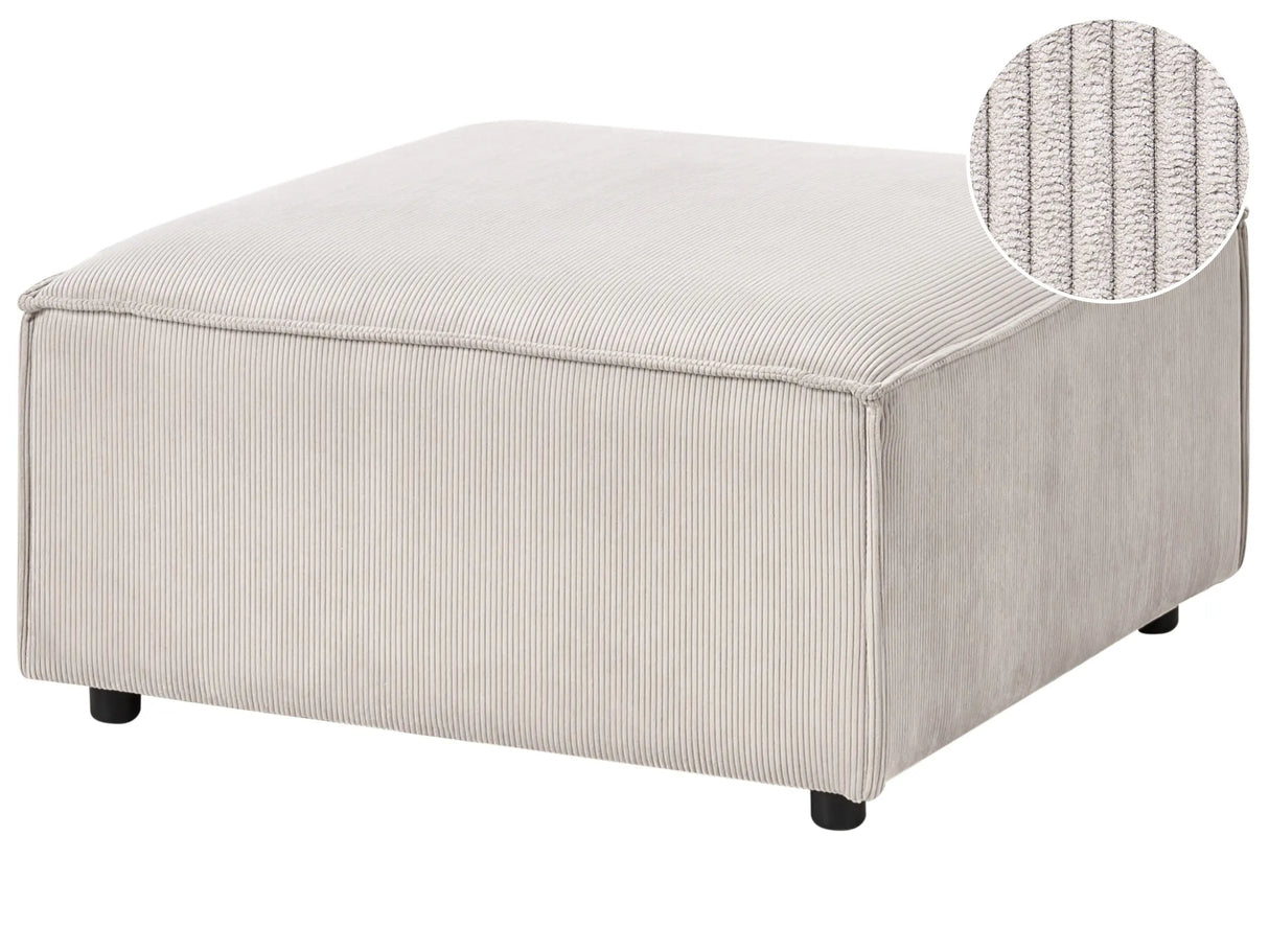 Ottoman Taupe Corduroy Upholstered Modular Sofa Element Square Footstool Black Legs Modern Style Beliani