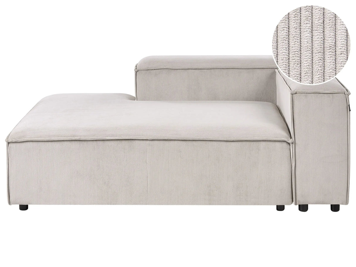 Chaise Lounge Taupe Cord Upholstery Synthetic Legs Right Hand Modern Living Room Beliani