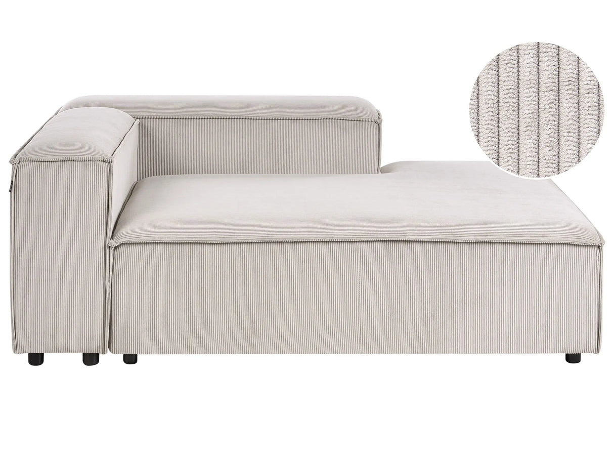 Chaise Lounge Taupe Cord Upholstery Synthetic Legs Left Hand Modern Living Room Beliani