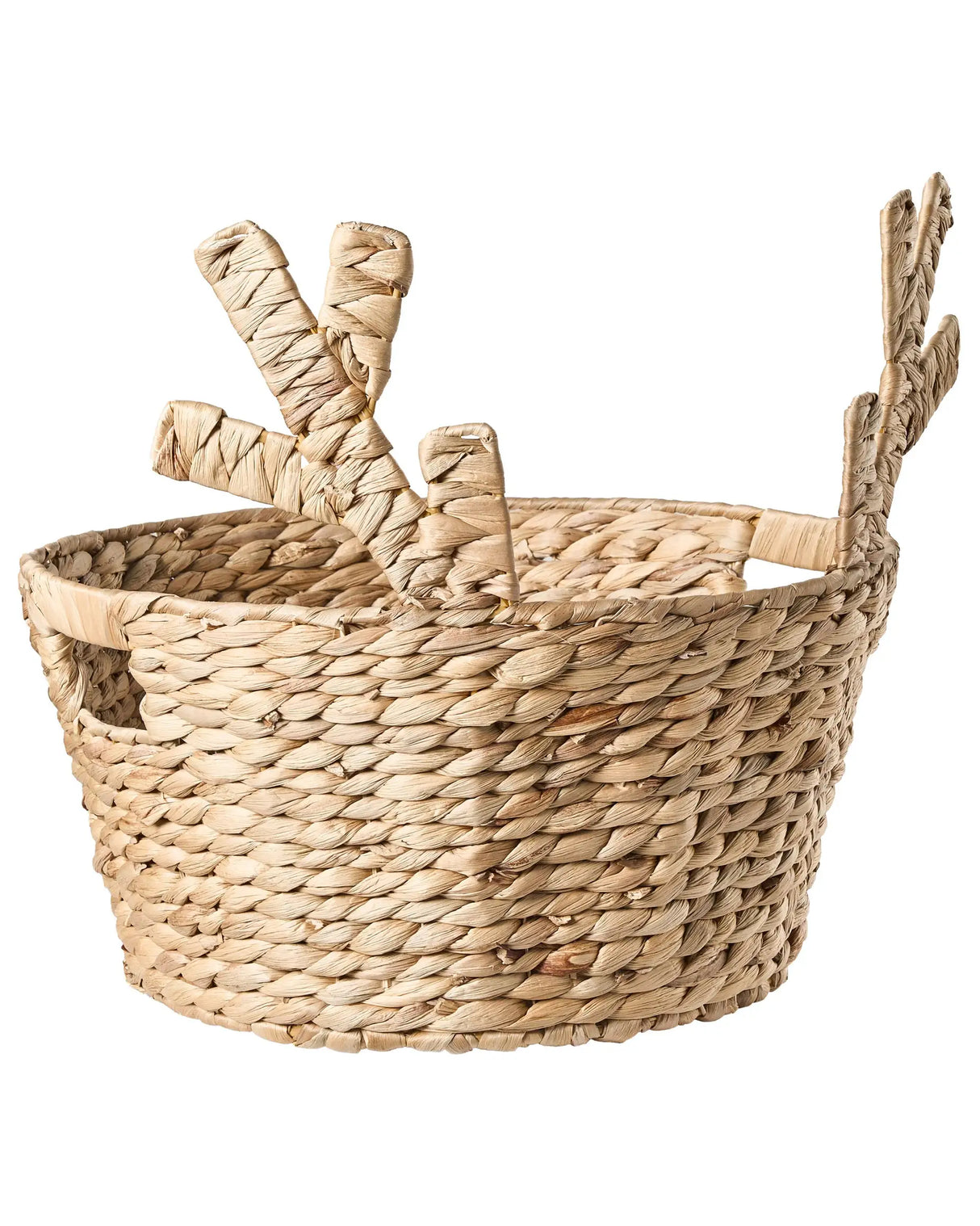 Basket Natural Water Hyacinth Braided Decorative Christmas with Deer Ears Accessories Beliani