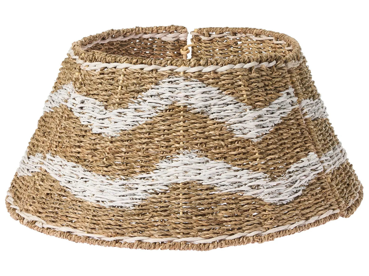 Christmas Tree Collar Natural with White Seagrass 51cm Handmade Round Accessories Beliani