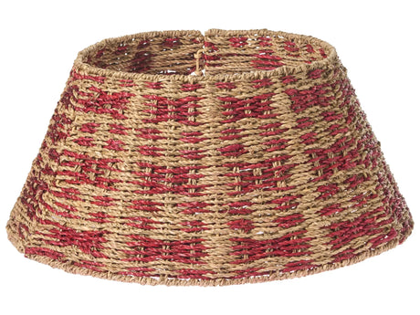 Christmas Tree Collar Natural with Red Seagrass  52cm Handmade Round Accessories Beliani