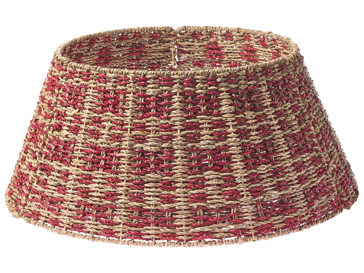 Christmas Tree Collar Natural with Red Seagrass 60cm Handmade Round Accessories Beliani