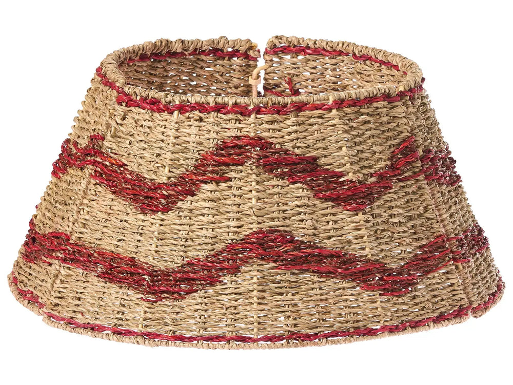 Christmas Tree Collar Natural with Red Seagrass  51cm Handmade Round Accessories Beliani