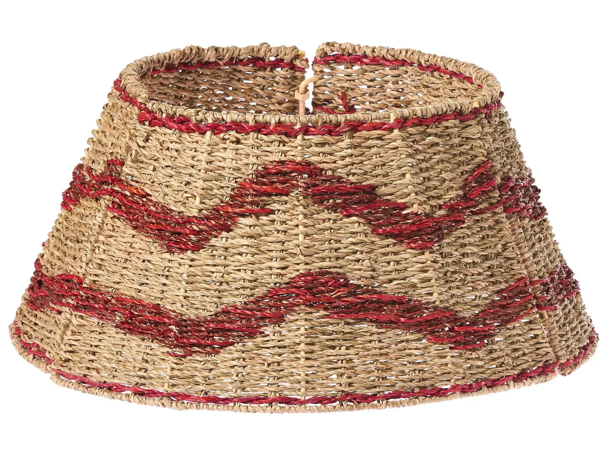 Christmas Tree Collar Natural with Red Seagrass  51cm Handmade Round Accessories Beliani