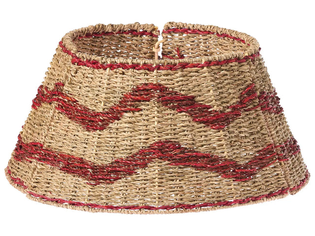 Christmas Tree Collar Natural with Red Seagrass  51cm Handmade Round Accessories Beliani