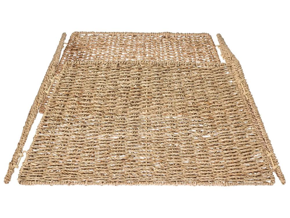 Christmas Tree Collar Natural Seagrass 59 x 59 cm Handmade Square Accessories Decorations Beliani