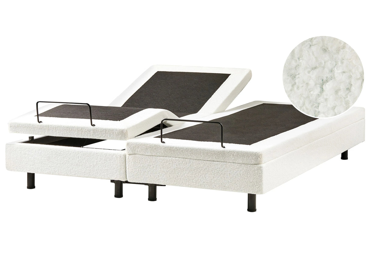 Electric Bed Off-White Boucle EU Super King Size 6ft Remote Control Adjustable without Headboard Beliani