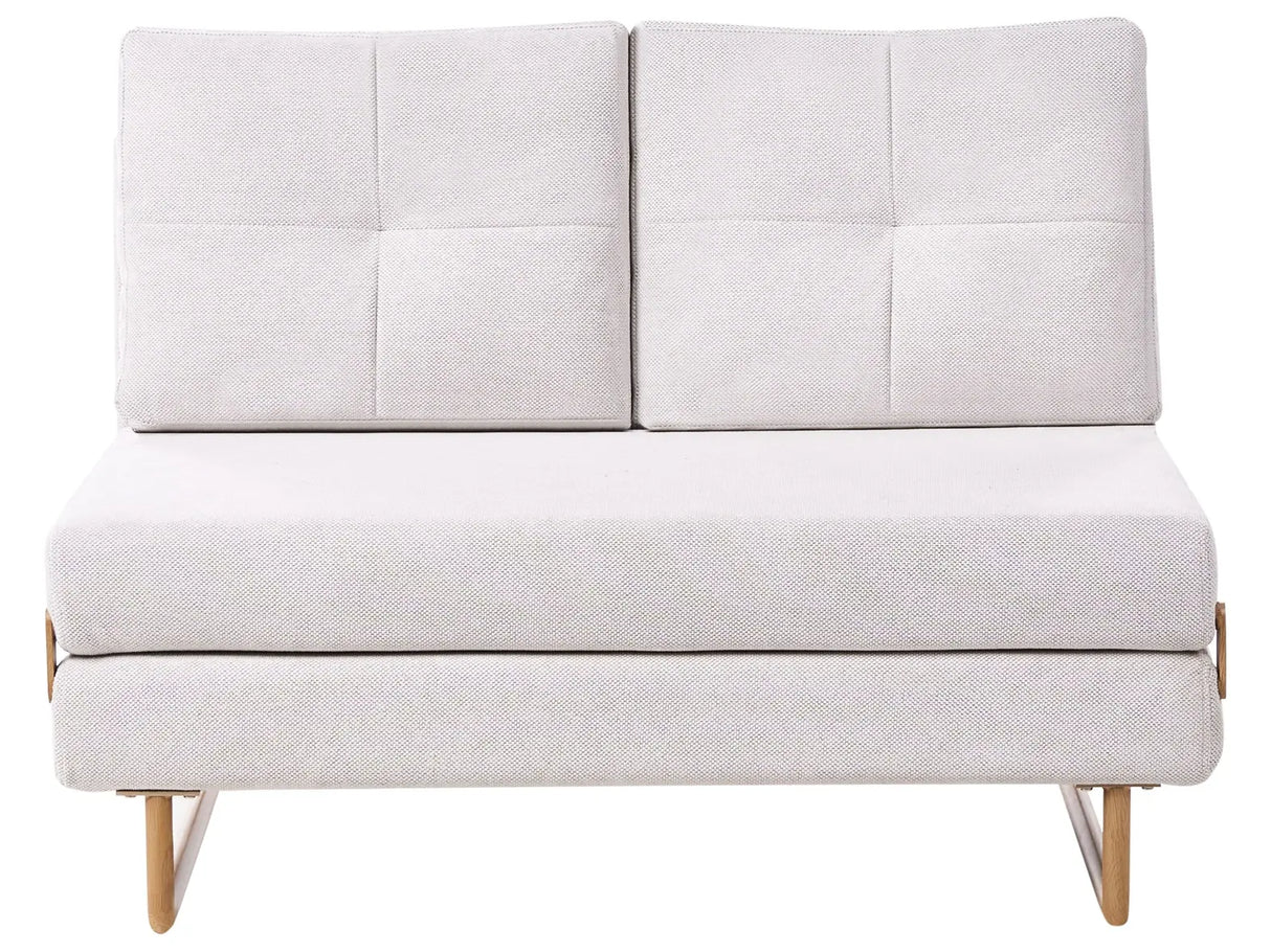2 Seater Sofa Bed Off White Fabric for Settee 2 People Fold Out Sleeping Function Beliani
