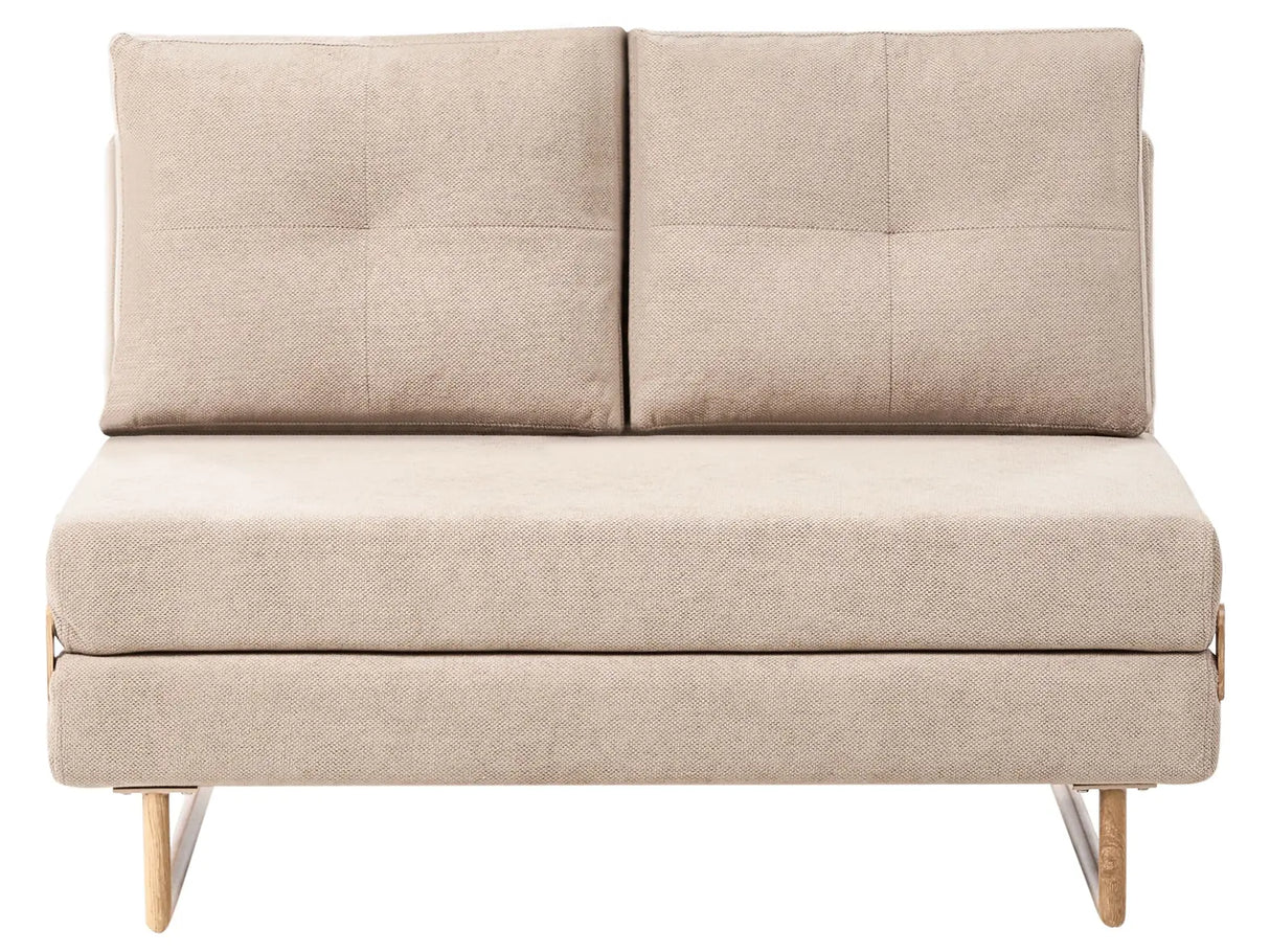 2 Seater Sofa Bed Light Brown Fabric for Settee 2 People Fold Out Sleeping Function Beliani