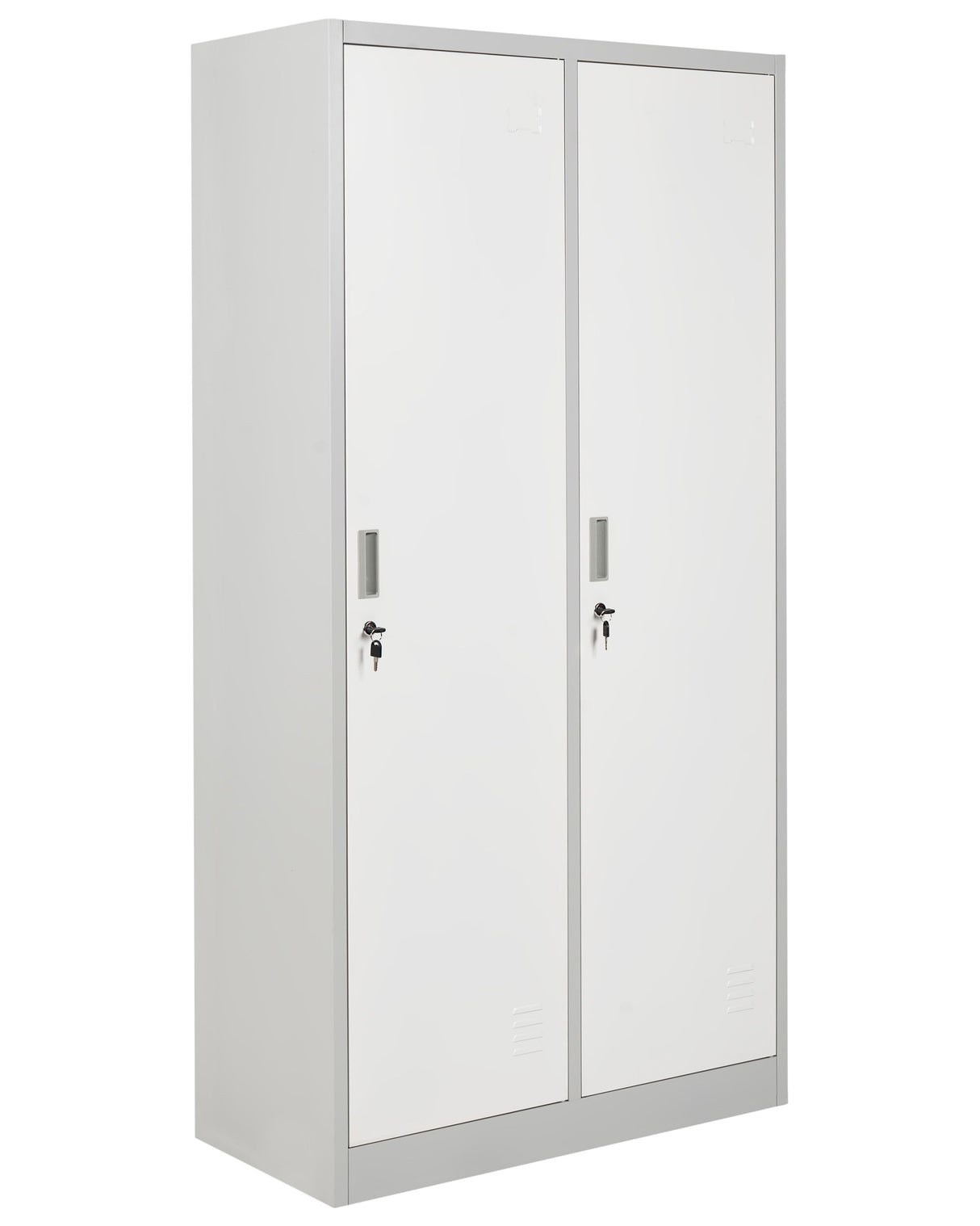 Storage Locker White and Grey Metal Clothes Cabinet 2 Doors Gym School Changing Room Beliani