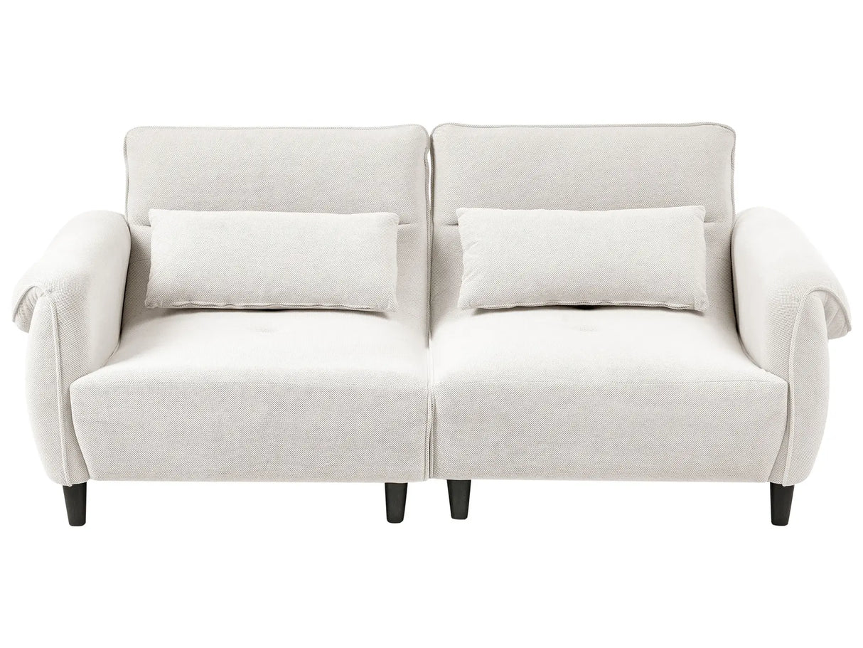 3 Seater Sofa Off-White Polyester Upholstery Water-Repellent Living Room Modern Style Beliani