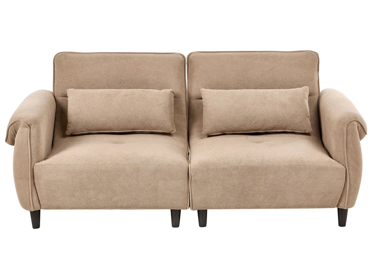 3 Seater Sofa Light Brown Polyester Upholstery Water-Repellent Living Room Modern Style Beliani