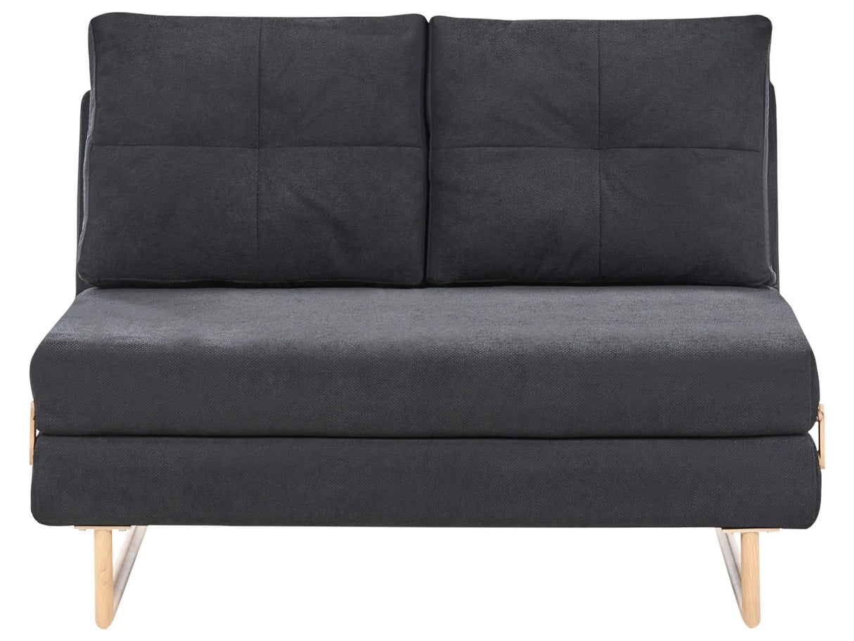 2 Seater Sofa Bed Black Fabric for Settee 2 People Fold Out Sleeping Function Beliani