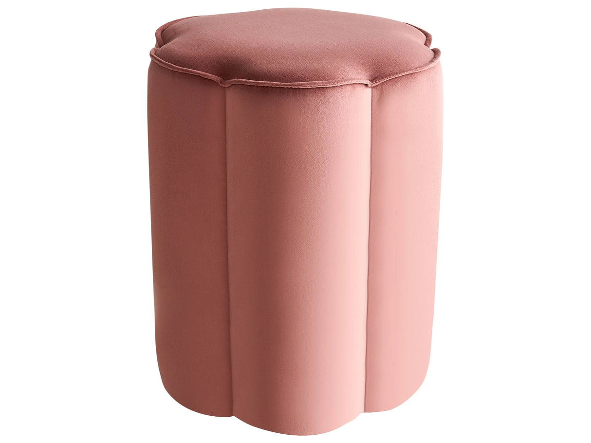 Pouffe Pink Velvet Round 39 x 34 x 45 cm Footstool Accent Upholstery Modern Living Room Bedroom Furniture Beliani