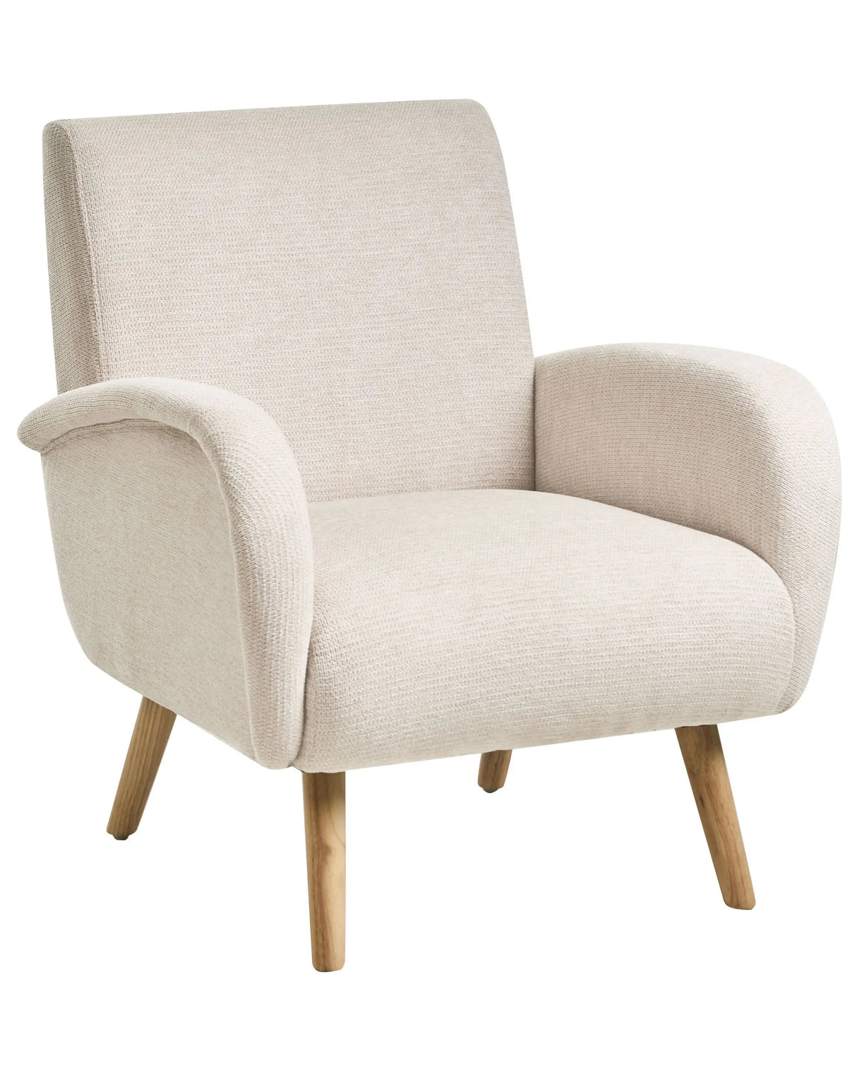 Armchair Light Beige Fabric Upholstery Rubber Wood Legs Modern Style Water-Repellent with Armrests Beliani