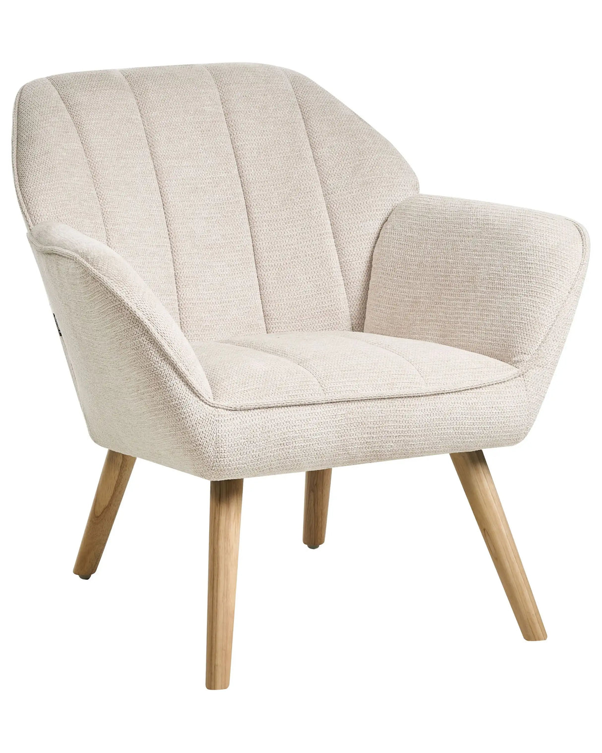 Armchair Light Beige Fabric Water-Repellent Upholstery Rubber Wood Legs with Armrests Retro Style Beliani