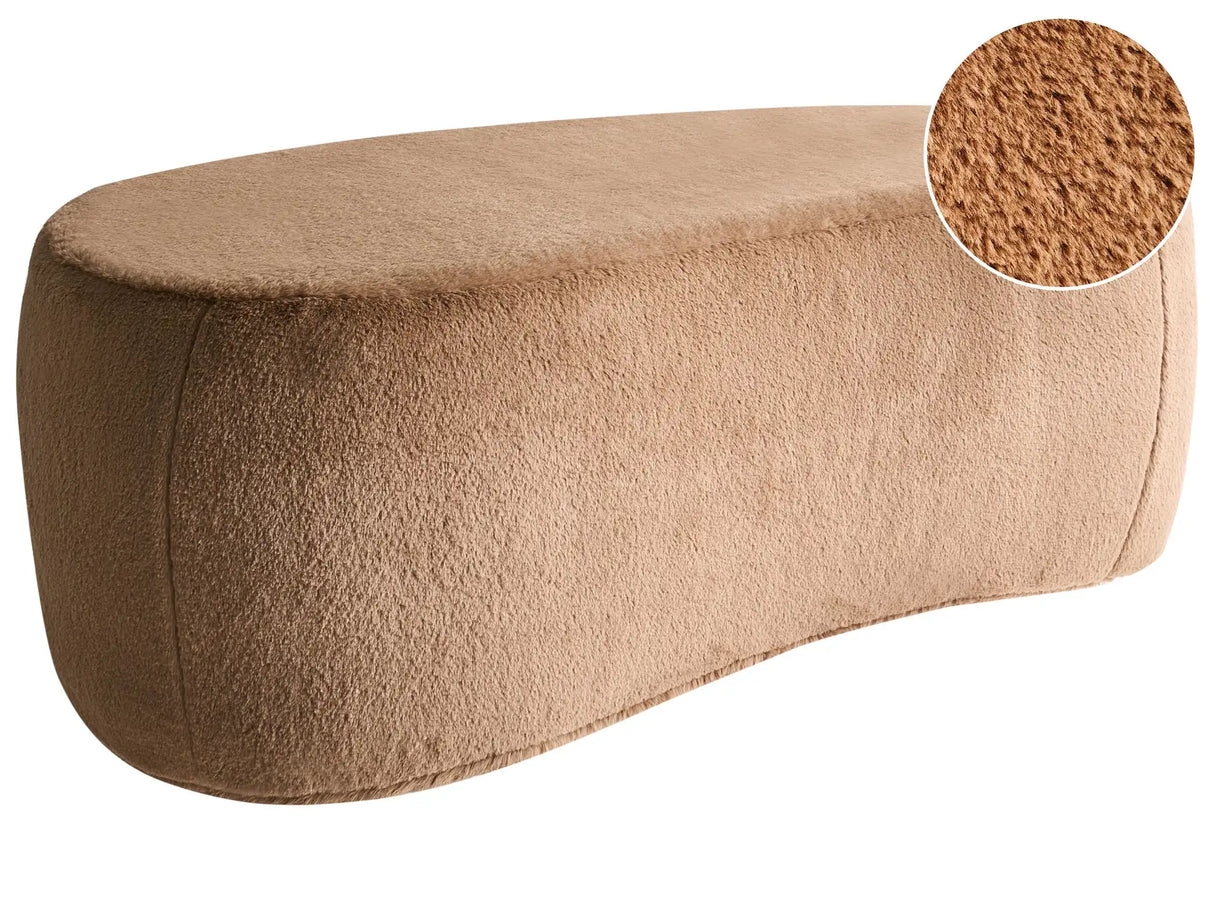 Pouffe Brown Faux Fur Upholstered Fabric Accent Bed Bench Stool Beliani