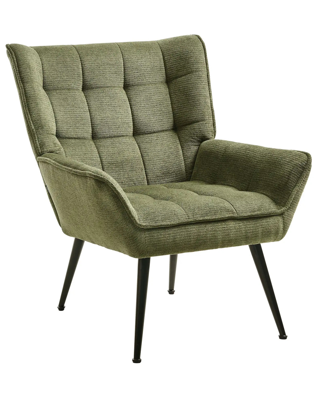 Armchair Green Fabric Water-Repellent Upholstery Steel Legs Retro Style Quilted with Armrests Beliani