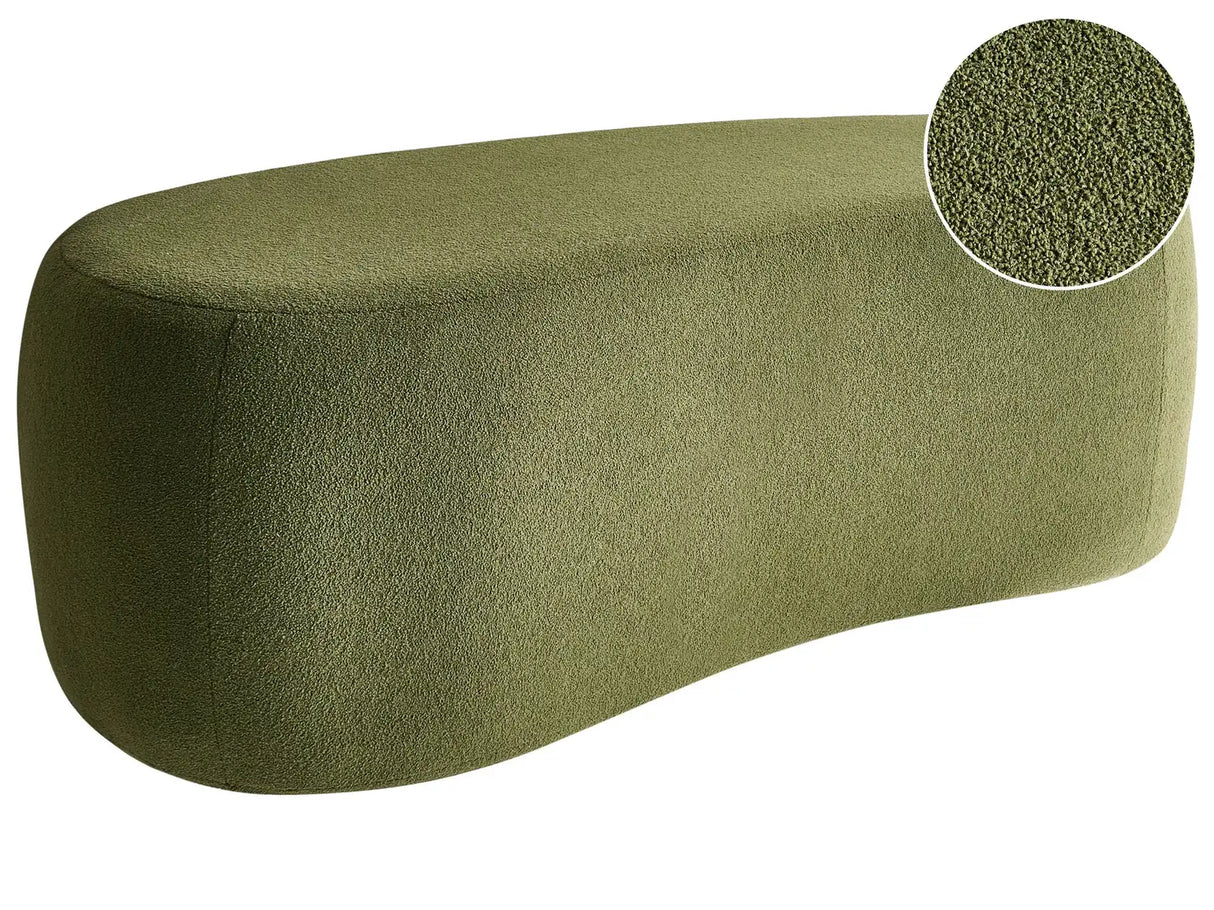 Pouffe Green Boucle Upholstered Fabric Accent Bed Bench Stool Beliani