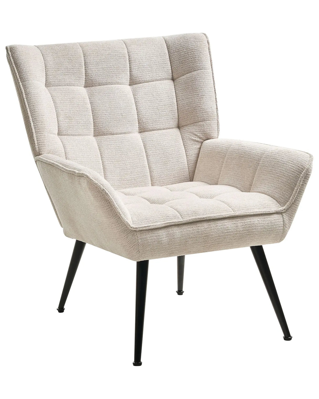 Armchair Light Beige Fabric Water-Repellent Upholstery Steel Legs Retro Style Quilted with Armrests Beliani