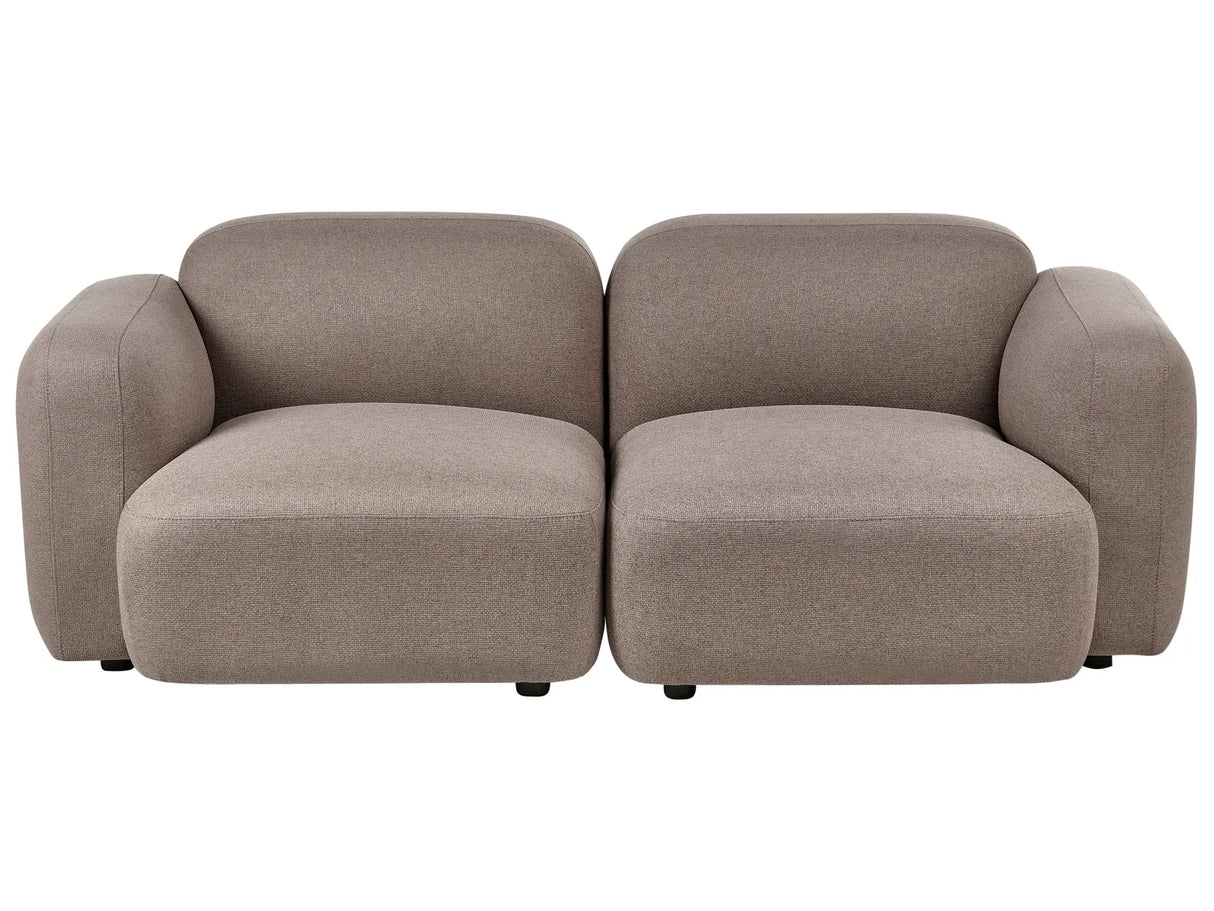 3 Seater Sofa Taupe Fabric Upholstered Back and Front Wooden Legs with Caps Living Room Scandinavian Beliani