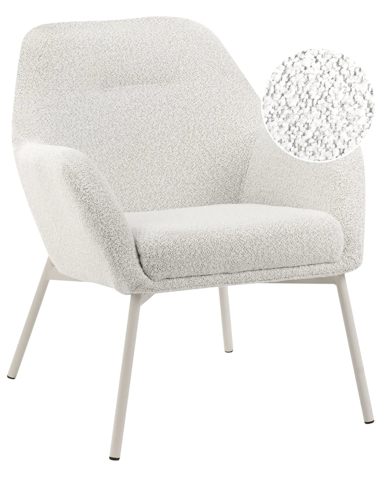 Armchair Off-White Fabric Metal Legs with Armrests Modern Living Room Beliani