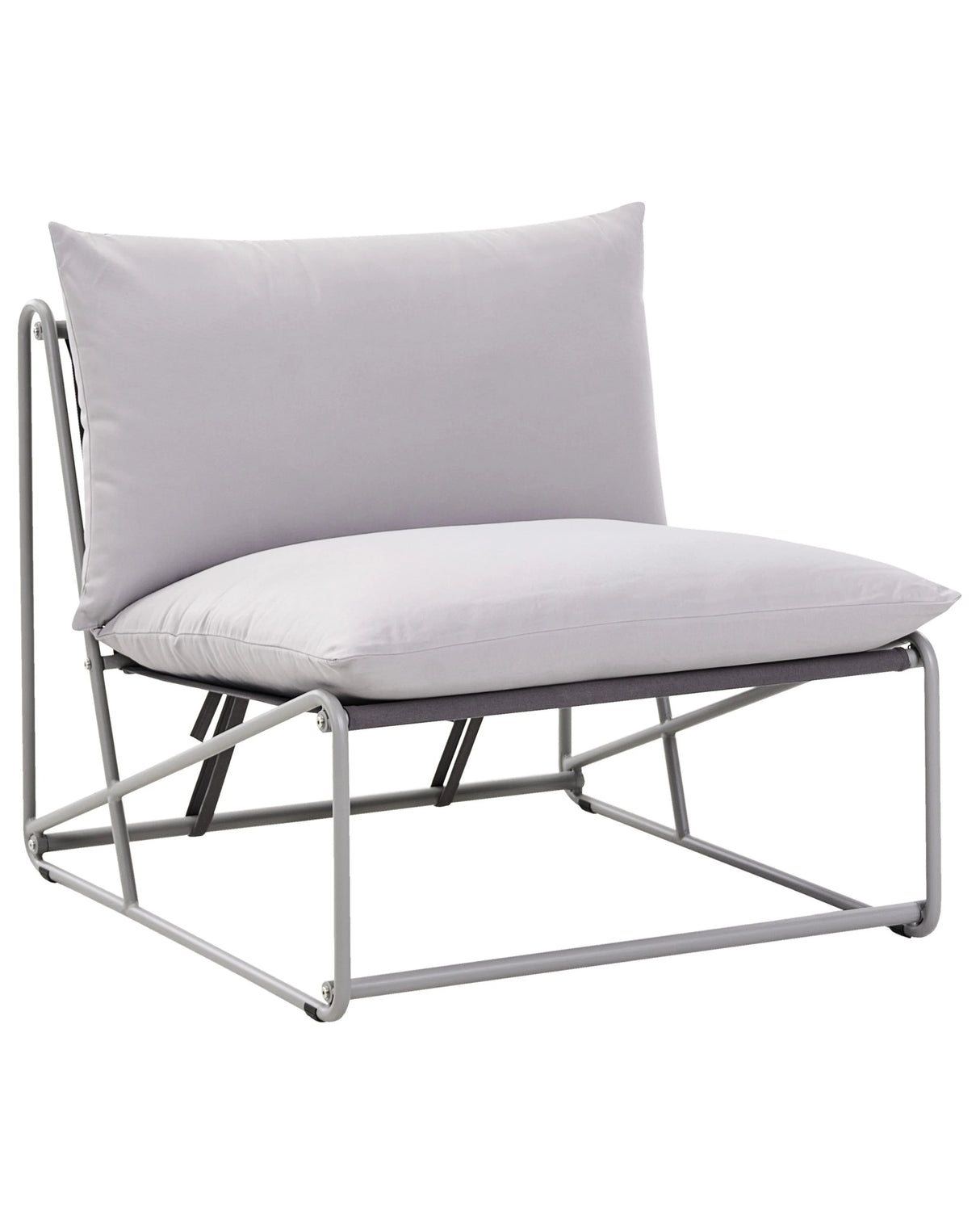 Low Oversized Chair Grey Metal Backrest Seat Cushions Slipper Design Armless Indoor and Outdoor Modern Design Beliani