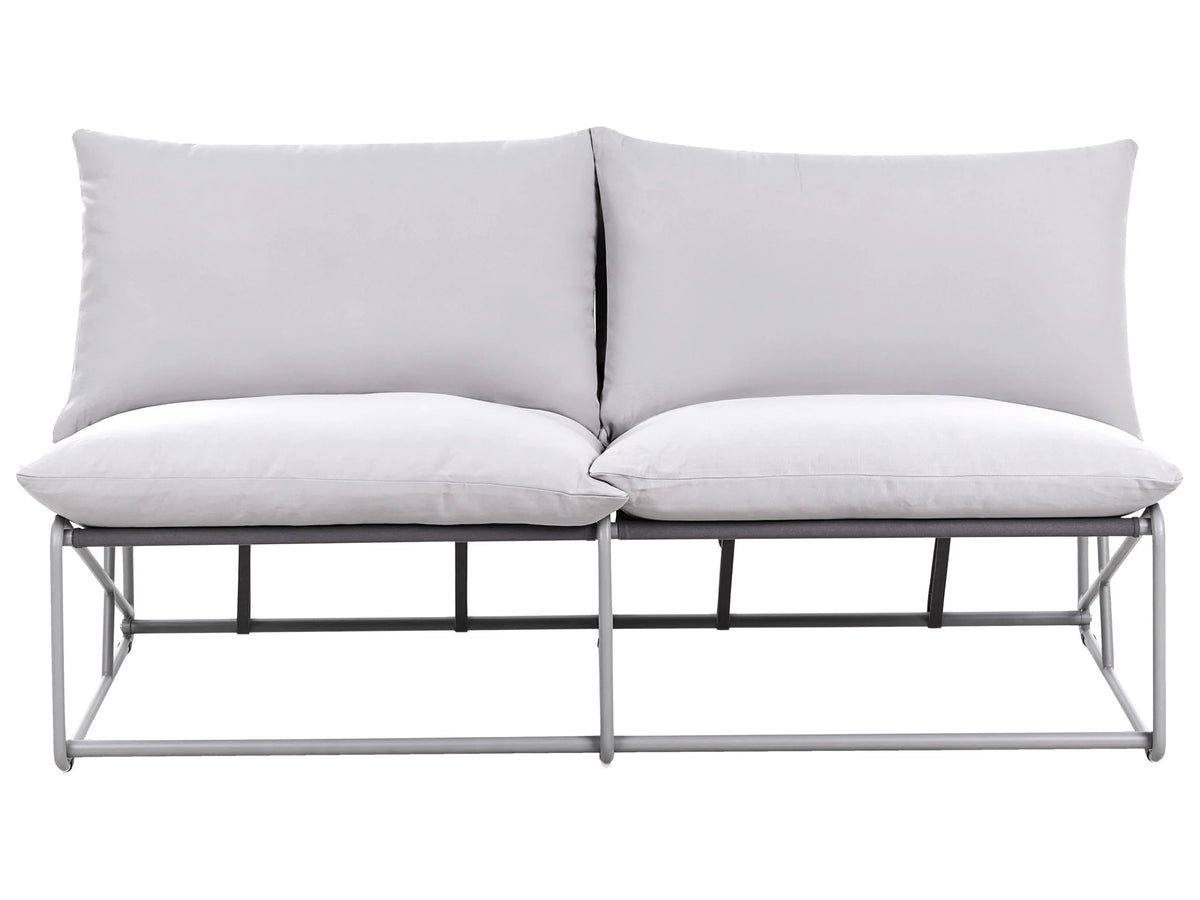 Low Oversized Sofa Grey Metal Backrest Seat Cushions Slipper Design Armless Indoor and Outdoor Modern Design Beliani