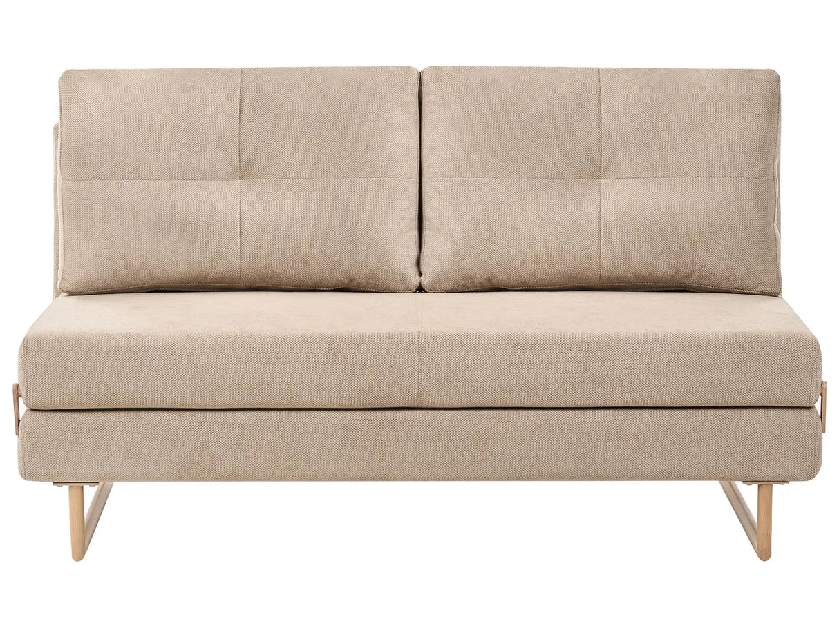 3 Seater Sofa Bed Light Brown Fabric for Settee 3 People Fold Out Sleeping Function Beliani