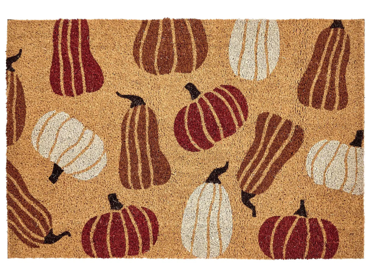 Doormat Multicolour Coir with Rubber Bottom 60 x 90 cm Anti Slip Decoration Pumpkin Pattern Welcome Mat Beliani