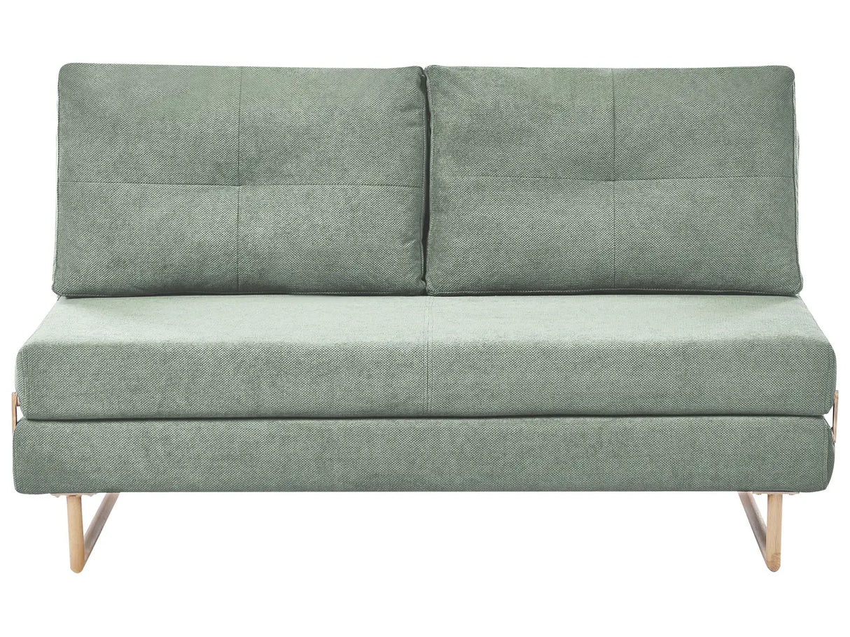 3 Seater Sofa Bed Light Green Fabric for Settee 3 People Fold Out Sleeping Function Beliani