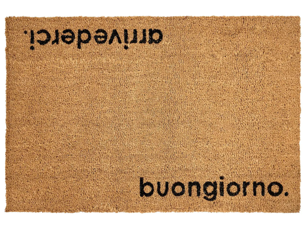 Doormat Natural Coir with Rubber Bottom 60 x 90 cm Anti Slip Decoration Text Pattern Welcome Mat Beliani