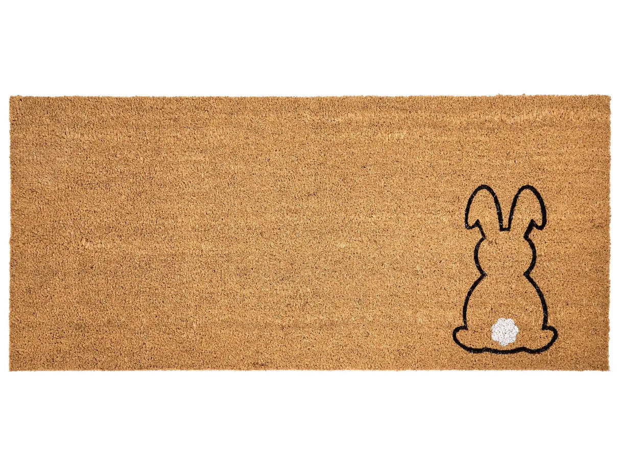 Doormat Natural Coir with Rubber Bottom 55 x 120 cm Anti Slip Decoration Rabbit Pattern Welcome Mat Beliani