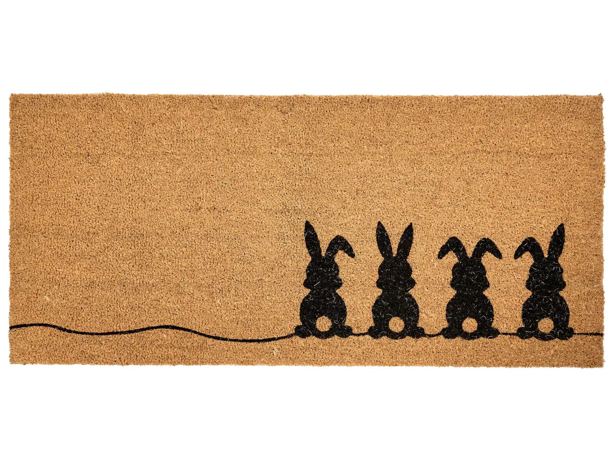 Doormat Natural Coir with Rubber Bottom 55 x 120 cm Anti Slip Decoration Rabbit Pattern Welcome Mat Beliani