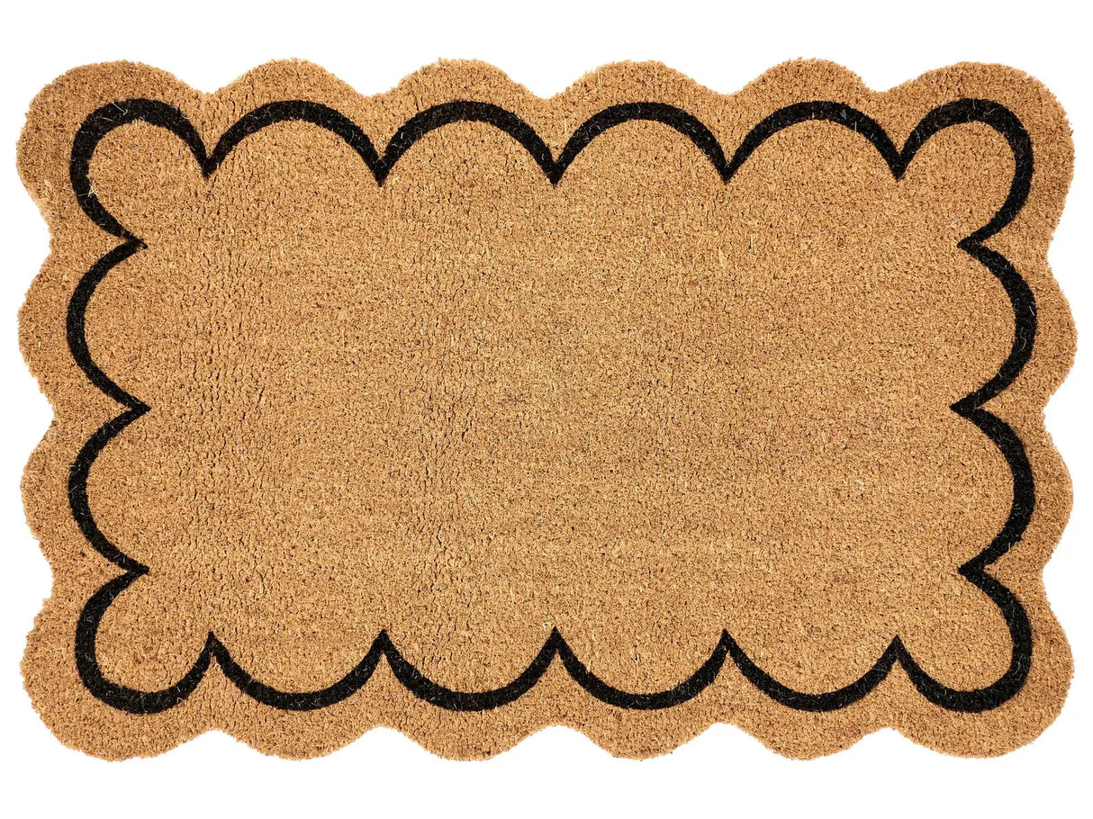 Doormat Natural Coir with Rubber Bottom 60 x 90 cm Anti Slip Decoration Wavy Design Welcome Mat Beliani