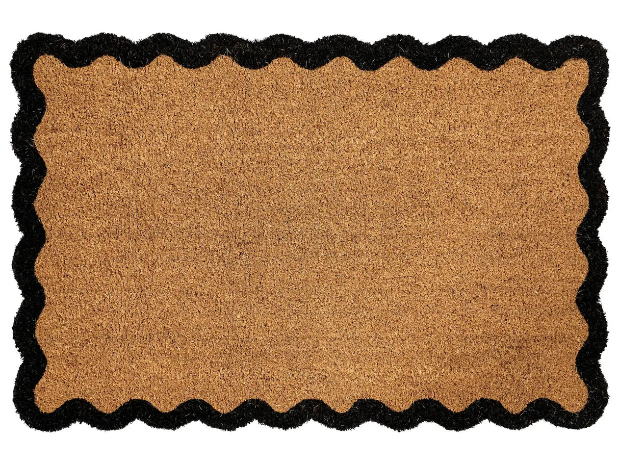Doormat Natural Coir with Rubber Bottom 60 x 90 cm Anti Slip Decoration Wavy Design Welcome Mat Beliani