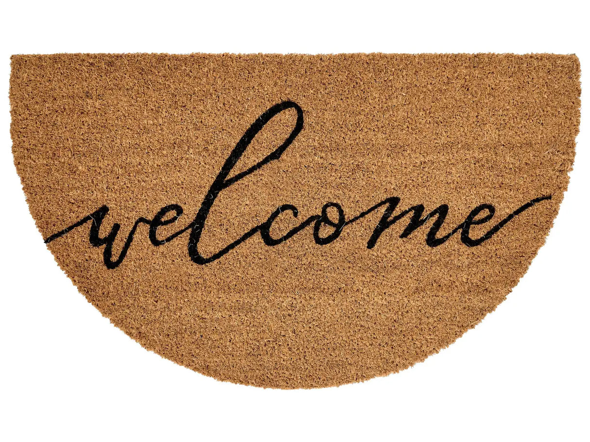 Doormat Natural Coir with Rubber Bottom 45 x 75 cm Anti Slip Welcome Text Decoration Modern Beliani
