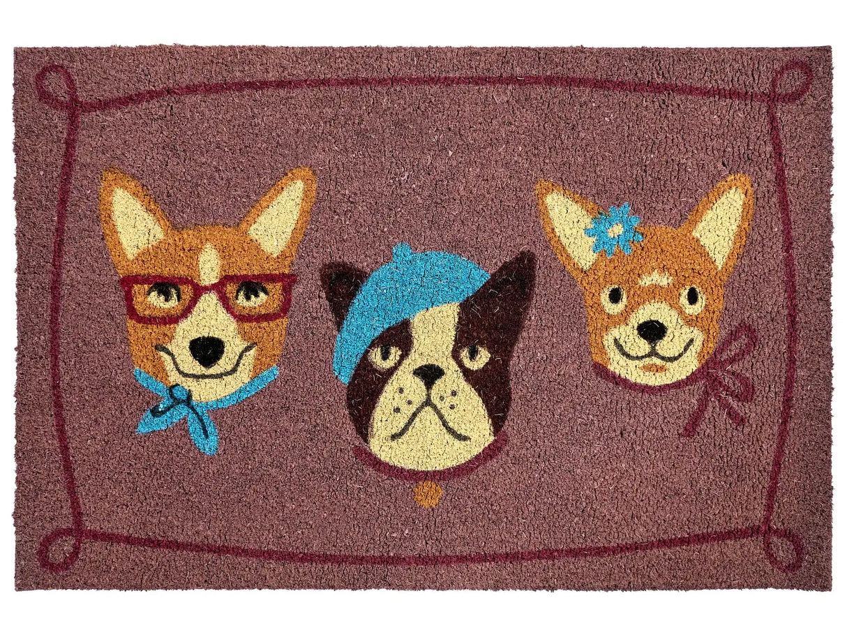 Doormat Multicolour Coir with Rubber Bottom 60 x 90 cm Anti Slip Decoration Dog Pattern Beliani