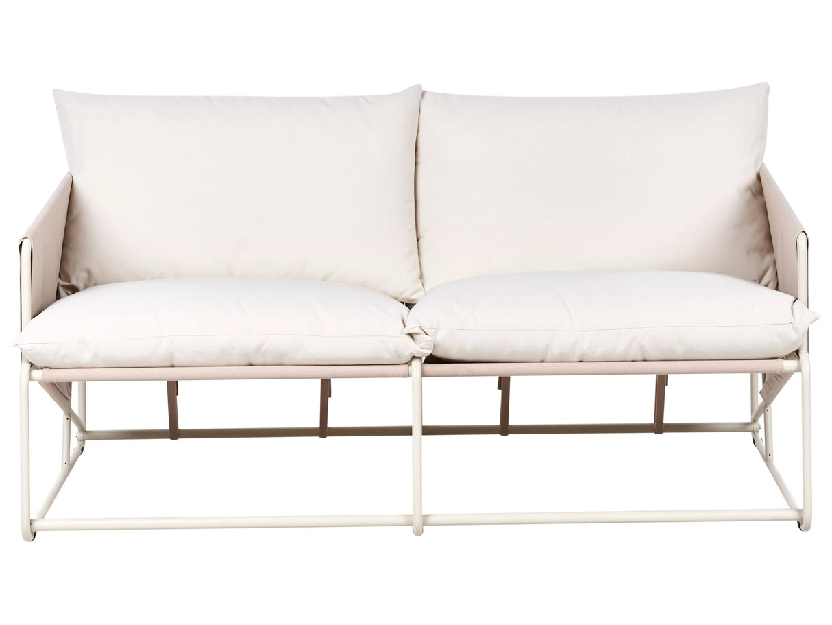 Low Oversized Sofa Taupe Metal Backrest Seat Cushions Slipper Design Indoor and Outdoor Modern Design Beliani